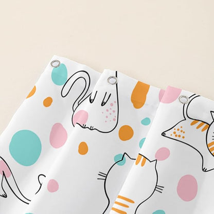 AILONEN Cat Shower Curtain,Cute Cat Bath Curtain,Pet Cat Kitten Bathroom Curtain Decor,Cartoon Animal Polyester Waterproof 48" W*72" H Shower Curtain for Boys Girls (12 Hooks)