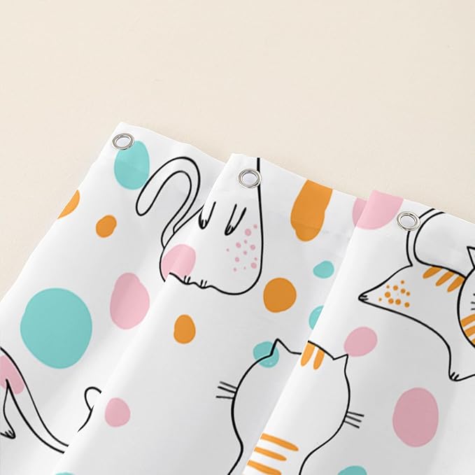 AILONEN Cat Shower Curtain,Cute Cat Bath Curtain,Pet Cat Kitten Bathroom Curtain Decor,Cartoon Animal Polyester Waterproof 72" W*78" H Shower Curtain for Boys Girls (12 Hooks)