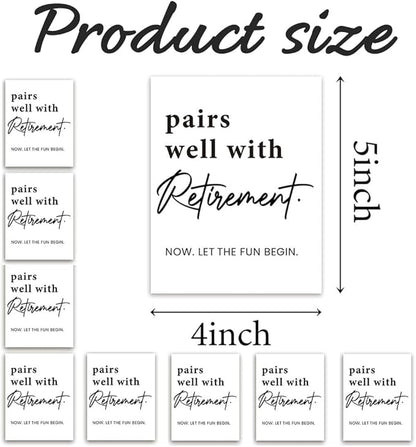 24 Pcs Retirement Wine Labels, Retirement Gifts for Women Men, Happy Retirement Wine Bottle Stickers Gifts for Coworker Grandparents, Pairs Well with Retirement Wine Bottle Labels