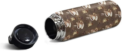 Coffee Insulated Water Bottle 20 oz Stainless Steel Water Bottles for Travelling, Camping, Cycling Water Bottle Vacuum Insulated Cup Reusable Water Bottle