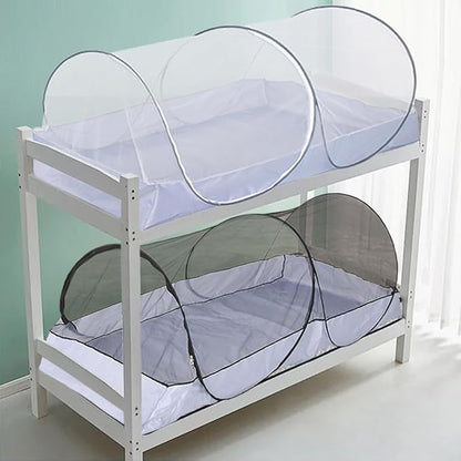 Akiky Black Mosquito Net Pop Up Bed Net Tent with Gray Bottom Portable&Foldable Bed Canopy for Bunk Bed Twin/Twin XL Bed Sleeping Tent for Indoor Outdoor