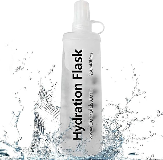 250ML Soft Flask, Running Water Bottle Foldable TPU Hydration Flask for Running Hydration Pack Cycling Hiking Marathon, Clear