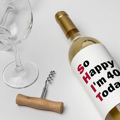 8 Pcs 40th Birthday Gifts for Women Men Wine Labels, 40 Year Old Bbirthday Gifts for Women, Happy 40th Birthday Party Decorations Woman Man Wine Bottle Stickers, 40th Wine Bottle Labels