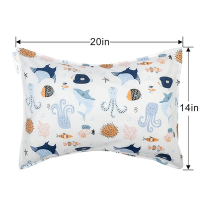 ALVABABY Toddler Pillowcases Fits 13 x 18,12x 16 Kids Pillow 2 Pieces of Cotton Baby Pillow Cover with Envelope Kids Pillowcases for Boys Girls Sleep and Dream Dinosaur and Seaworld 2TPW12-1