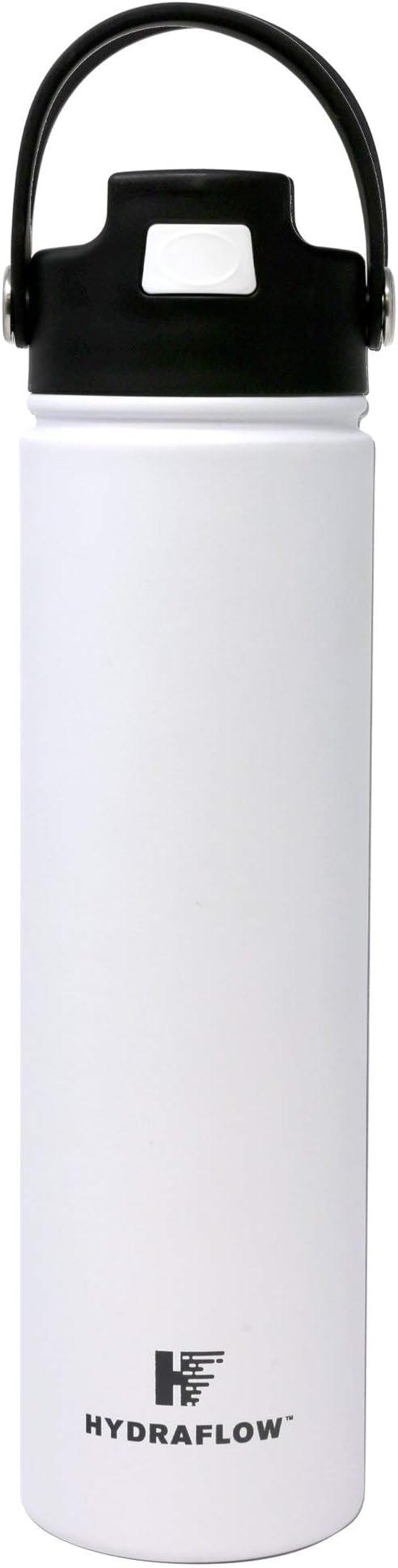 Hydraflow Hybrid - Triple Wall Vacuum Insulated Water Bottle with Flip Straw (25oz, Powder White) Stainless Steel Metal Thermos, Reusable Leak Proof BPA-FREE for Sports and Travel
