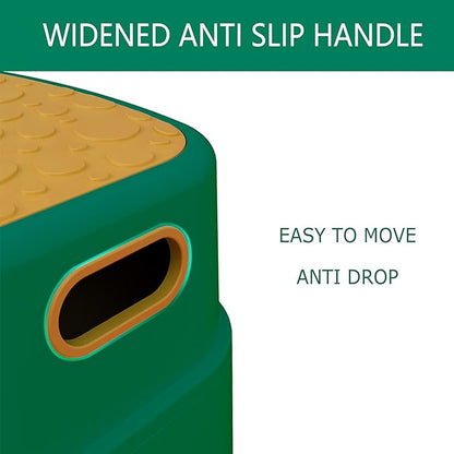 HOMKO 2 Step Stool for Kids Toddler Stool for Potty Training Kids Step Stool for Bathroom Kitchen Sink and Toilet Potty Training Anti-Slip Potty Stools, 3 in 1 Independent Stepping Stool, Green