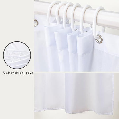 AILONEN Watercolor Cat Shower Curtain for Bathroom, Cute Cat Princess Shell Waterproof Bath Curtain,Cat Lover Minimalist White Curtain with 12 Plastic Hooks(72" W*96" H)