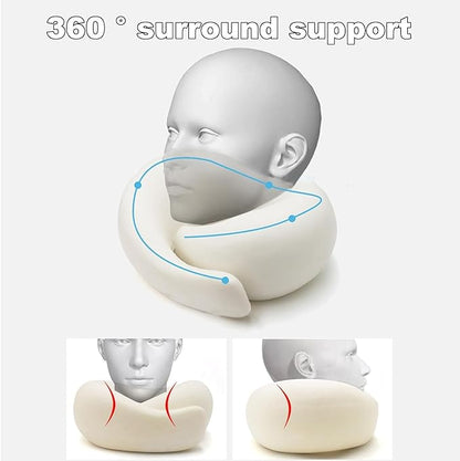 2024 Memory Foam Neck Pillow 360 Degree Neck Support Travel Pillows for Airplanes and Long Flight Travel Neck Pillow (Grey)