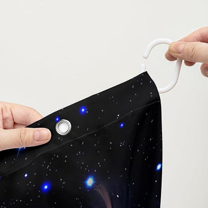 AILONEN Butterfly Shower Curtain,Blue Butterfly Bath Curtain for Girls Kids Women,Glowing Starry Flower Butterfly Decoration Bathroom Waterproof Curtain with 12 Plastic Hooks, 72" W*78" H