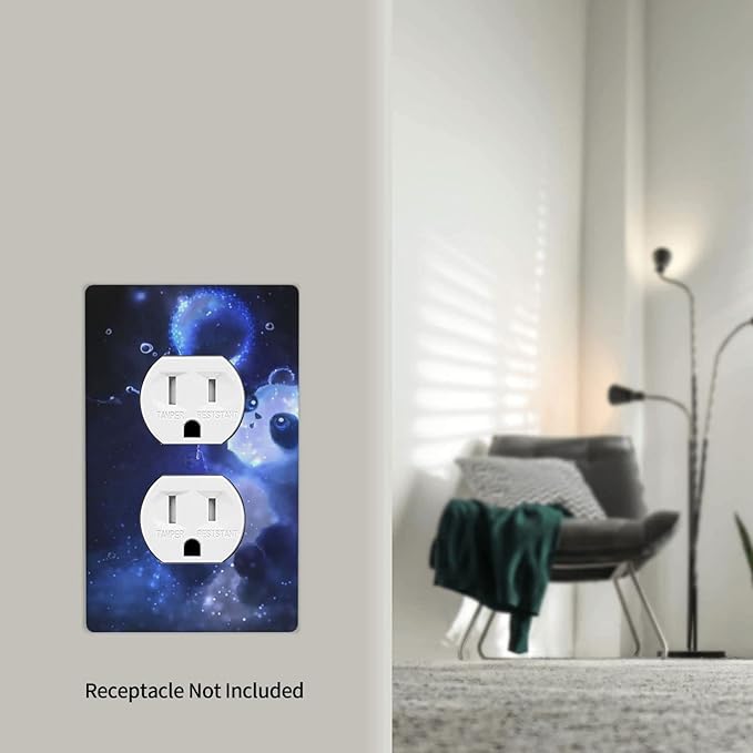 Cute Baby Panda Light Switch Cover Wall Plate Decorative 1 Gang Single Duplex Outlet Covers Blue for Farmhouses Bathrooms Duplex Electrical Receptacle Covers 2.76 x 4.5 in