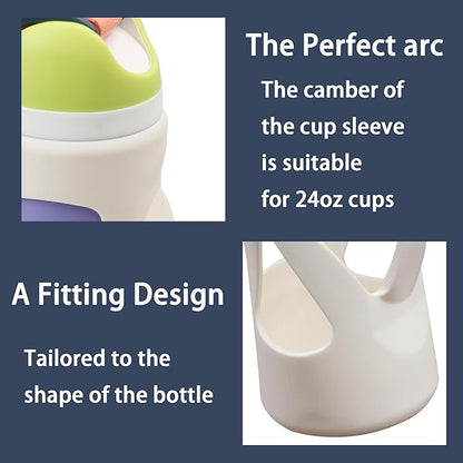 Bigwaves Bottle Sleeve for owala，with Handle,Full Wrap Protection Anti-Sliding Bottom Protective Sleeve,Anti-Scratch,Fall-Arrest,Compatibility with 24oz owala Accessory（White）