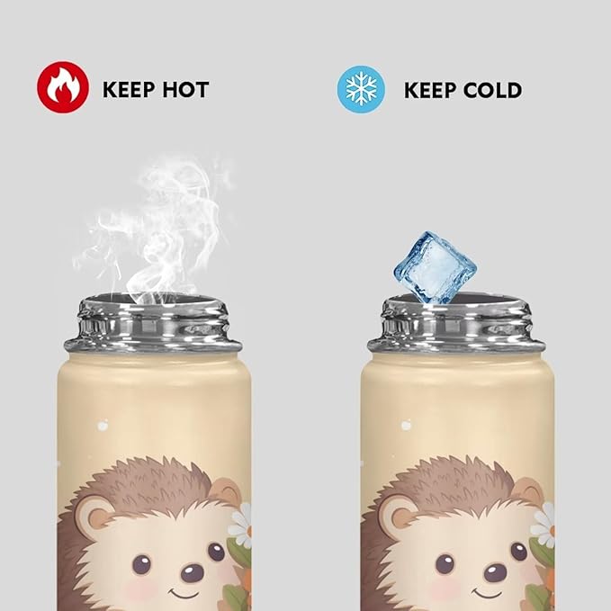 Hedgehog Workout Water Bottle For Women Men Insulated, 20 Oz Stainless Steel Water Bottle with Handle Suitable for Work School Gym Travelling