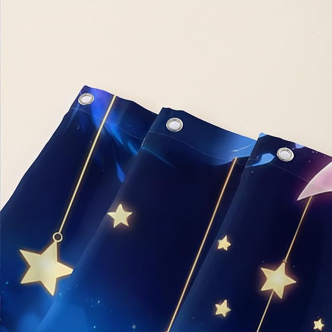 AILONEN Butterfly Shower Curtain for Girls, Fairy Purple Clouds Print Starry Butterfly Bath Curtain,Fantasy Moon Butterfly Decoration Bathroom Waterproof Curtain with 12 Plastic Hooks, 48" W*72" H