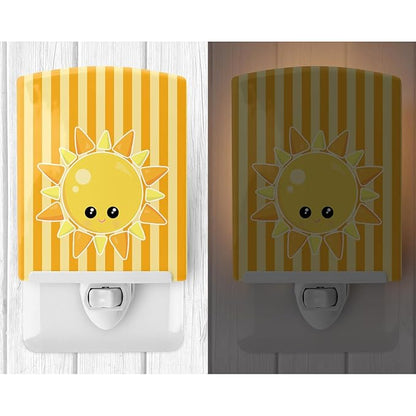 Caroline's Treasures BB7155CNL Weather Sunshine Face Ceramic Night Light Compact, UL-Certified, Ideal for Bedroom, Bathroom, Nursery, Hallway, Kitchen, 6x4x3, Multicolor