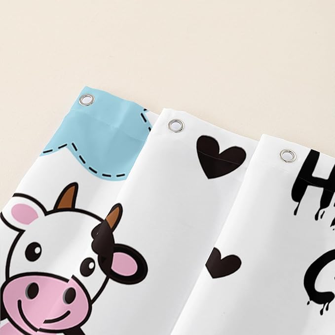 AILONEN Cute Cow Shower Curtain for Bathroom, Kids Children Cow Print Bathroom Curtain,Happy Cow Bath Curtain 72" W*72" H Polyester Waterproof Bathroom Curtain with 12 Hooks