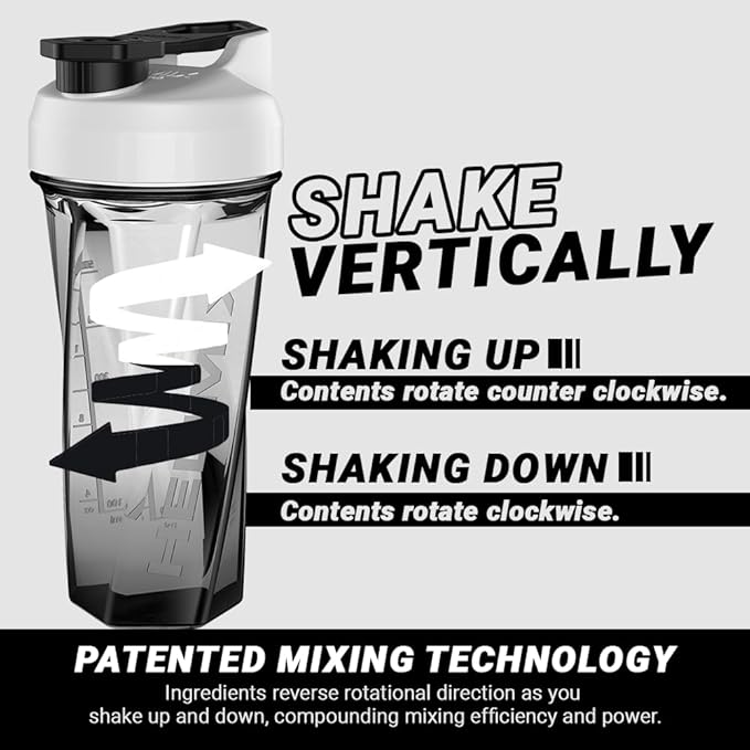 HELIMIX 2.0 Vortex Blender Shaker Bottle Holds upto 28oz | No Blending Ball or Whisk | USA Made | Portable Pre Workout Whey Protein Drink Shaker Cup | Mixes Cocktails Smoothies Shakes | Top Rack Safe