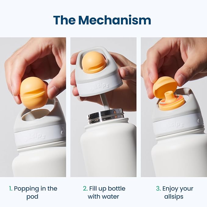 32oz Stainless Steel Air Water Bottle with Straw & 7 Refresher ScentSip Flavor Pods | Leak-Proof, Dishwasher Safe | Zero Calorie, Zero Sugar Flavored Water Bottle（White）