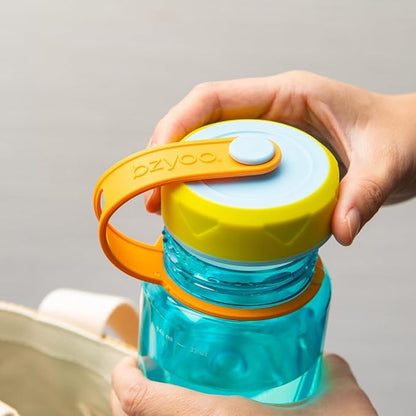 bzyoo HydroPop 36oz Water Bottle w/Strap - Leak-Proof, Hydration Intake Tracking Measurement, Wide Mouth for Ice. Perfect for Gym, Travel, Outdoor - Color Blue
