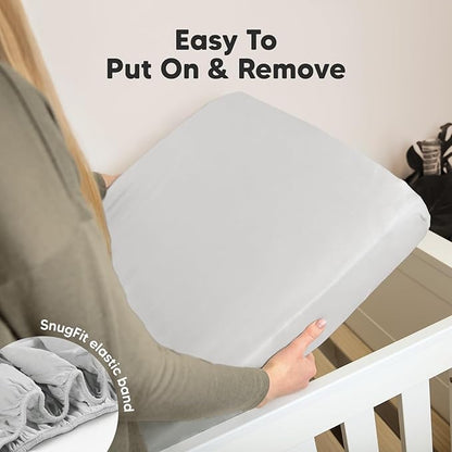 2-Pack Organic Crib Sheets for Boys, Girls - Jersey Fitted Crib Sheet, Baby Crib Sheets Neutral, Crib Mattress Sheet, Cotton Crib Sheets, Breathable Crib Sheet, Baby Mattress Sheets(French Gray)