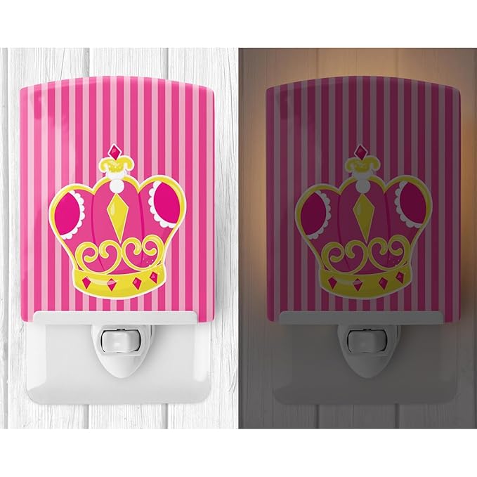 Caroline's Treasures BB8757CNL Princess Crown Ceramic Night Light Compact, UL-Certified, Ideal for Bedroom, Bathroom, Nursery, Hallway, Kitchen, 6x4x3, Multicolor
