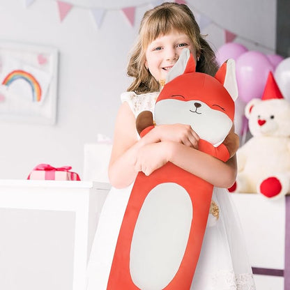 22 inch Orange Fox Body Pillow for Kids, Fox Stuffed Animals, Soft Long Cuddle Pillow Plushies, Giant Cute Fox Plush Toys Gift for Kids, Boys Birthday