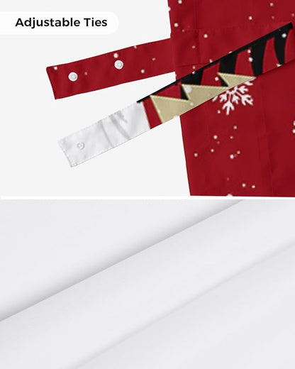 Red Merry Christmas Blackout Tie Up Valance Curtains for Kitchen Windows Green Christmas Tree Window Toppers Balloon Shades for Living Room/Bathroom/Bedroom,1 Panel, 54" X 18",White Snow Forest Winter