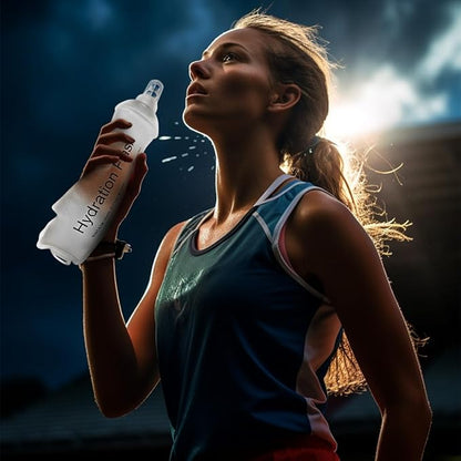 500ml Soft Flask, TPU Collapsible Soft Water Bottle for Hydration Pack, Running Vest, Folding Water Bottle for Hiking Cycling Climbing-1Pcs, White