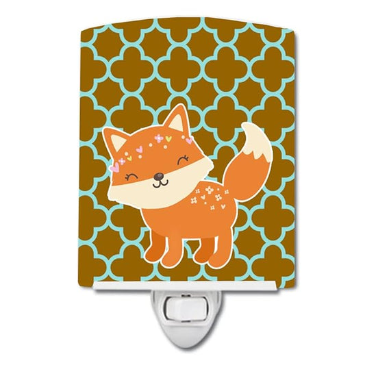 Caroline's Treasures BB6939CNL Fox on Quatrafoil Ceramic Night Light Compact, UL-Certified, Ideal for Bedroom, Bathroom, Nursery, Hallway, Kitchen, 6x4x3, Multicolor
