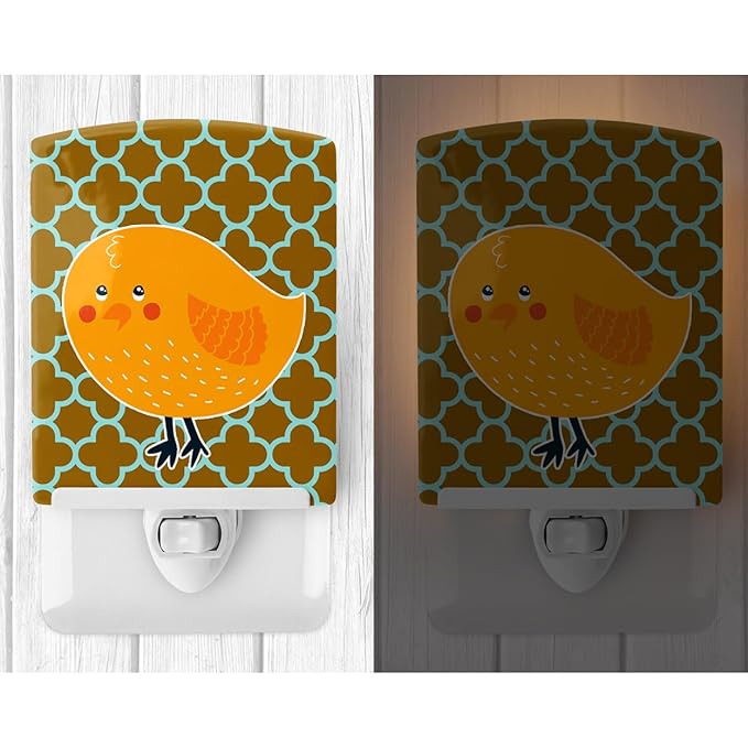 Caroline's Treasures BB6761CNL Bird on Quatrfoil Ceramic Night Light Compact, UL-Certified, Ideal for Bedroom, Bathroom, Nursery, Hallway, Kitchen, 6x4x3, Multicolor