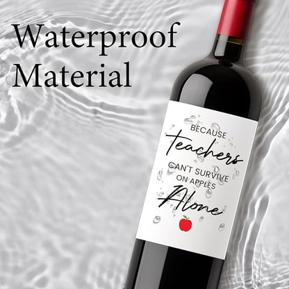 8 Pcs Teachers Gifts for Teachers, Teacher Graduation Retirement Party Decorations Appreciation Christmas Birthday Gifts for Teacher Because Teachers Can't Survive On Apples Alone Wine Labels
