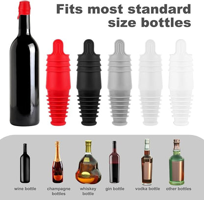5 Pcs Multi-Layer Wine Bottle Corks, Silicone Wine Stopper Sealer Stopper for Keeping Wine Fresh, Reusable Sealing Bottle Stoppers for Glass Bottles Beer Champagne Wine Saver