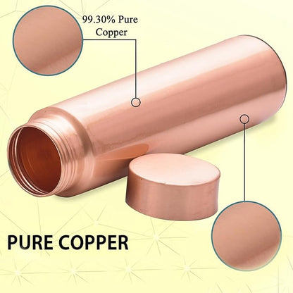 VJR Copper Bottle for Drinking Water 33 Oz Ayurvedic Leak Proof Smooth Finish Plain Design Durable Lightweight Hand Washable Vessel Clean Cool Water Natural Mineral Boost Energy Safe Water Utensil