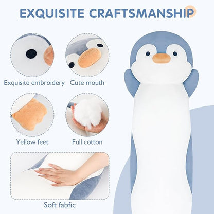 22 inch Penguin Body Pillow for Kids, Penguin Stuffed Animal, Penguin Gifts, Penguin Plush Toys, Cuddle Pillow Gift for Kids, Girls, Girlfriends