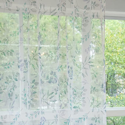 Windows Printing Pattern Sheer White Curtains 72 Inches Length 2 Panels Voile Light Filtering Sheer Curtains Panel Basic Rod Pocket for Bedroom Living Room Children Room Kitchen Yard