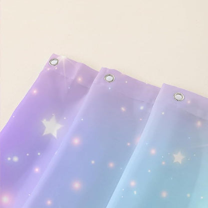 AILONEN Sparkling Stars Shower Curtain, Rainbow Shining Stars Cloth Bath Curtain Set for Girls Teens Kids Rainbow Lover,Fantasy Gradient Shower Curtain Liner,48" W*72" H
