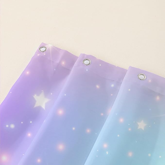 AILONEN Sparkling Stars Shower Curtain, Rainbow Shining Stars Cloth Bath Curtain Set for Girls Teens Kids Rainbow Lover,Fantasy Gradient Shower Curtain Liner,72" W*78" H