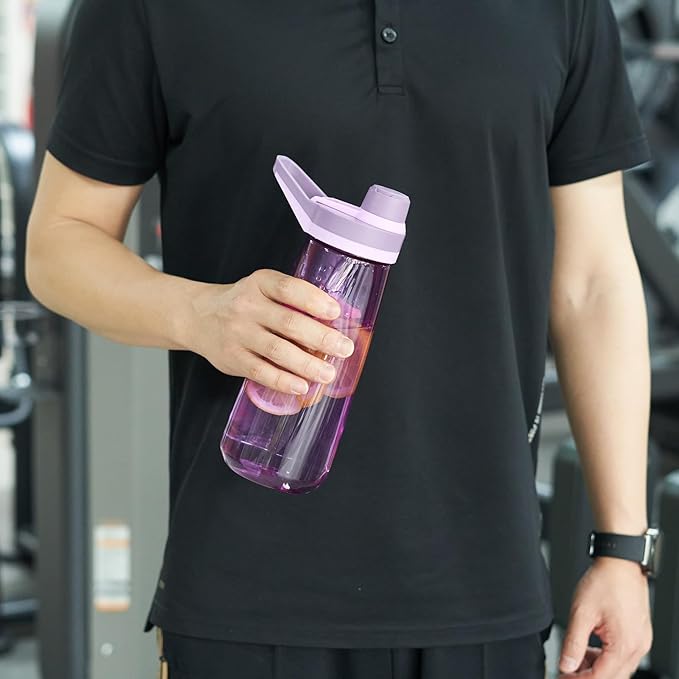 Kerilyn 32oz Water Bottle, Wide Mouth Plastic Water Bottles Chug Lid Sports Water Bottle, Reusable Water Bottle With Handle, Leak-Proof Clear Water Bottle for Travel, Fitness, Men, Women, Purple
