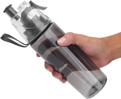 Vbestlife Mist Spray Water Bottle 600ml Portable Sport Water Bottle Anti Leak Drinking Cup with Mist Hydration (Black)