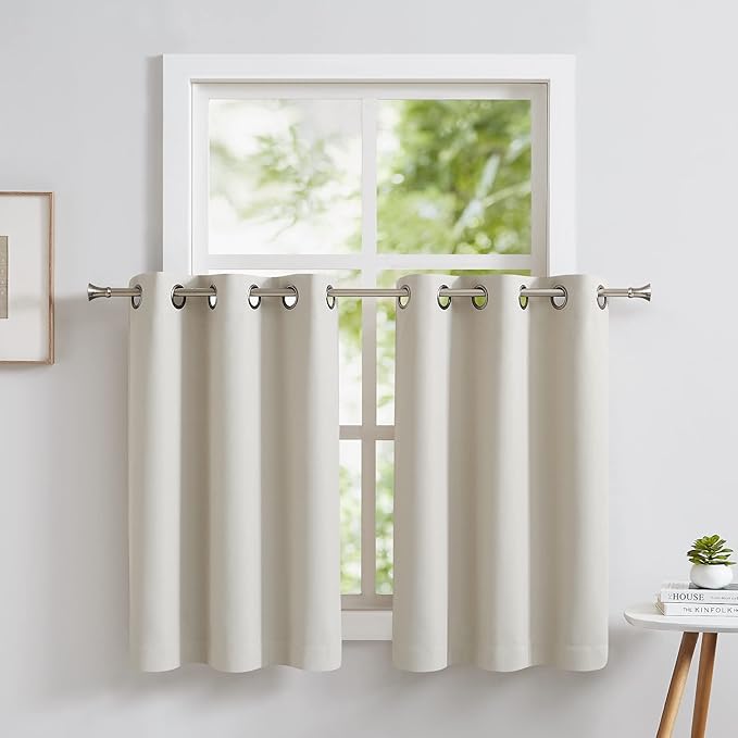 LinenZone Pair of 2 30 inch Wide x 36 Long Kitchen Tiers in Ivory Color. Ideal for Any Kitchen, Bathroom or Dining Room.(Nicole 30 x 36, Ivory)