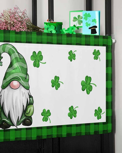 Gnome St. Patrick's Day Kitchen Curtains Valances for Windows Buffalo Plaid Shamrock Rod Pocket Window Treatment for Kitchen /Living Room/Bedroom/ Bathroom, 54" X 18", Seasonal Spring Holiday