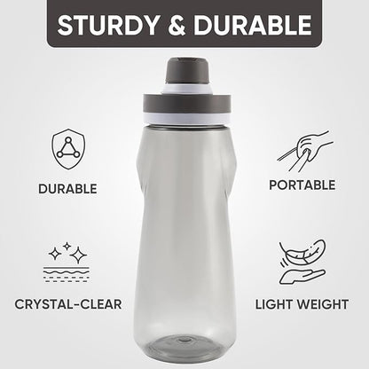 Kerilyn 32oz Water Bottle, Wide Mouth Plastic Water Bottles Chug Lid Sports Water Bottle, Reusable Water Bottle With Handle, Leak-Proof Clear Water Bottle for Travel, Fitness, Men, Women, Black