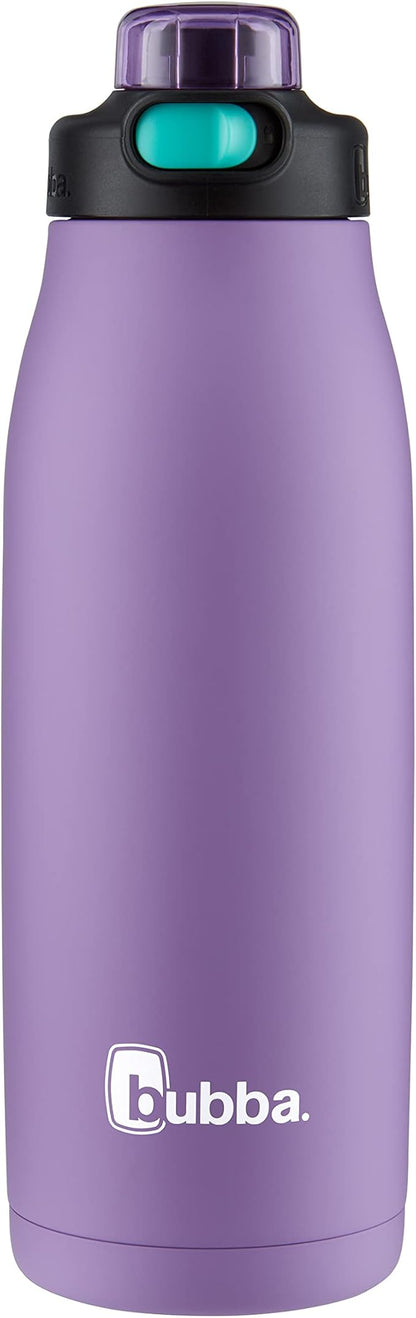Bubba Radiant Stainless Steel Water Bottle with Push-Button Chug Lid 32oz., Dark Lavender Rubberized