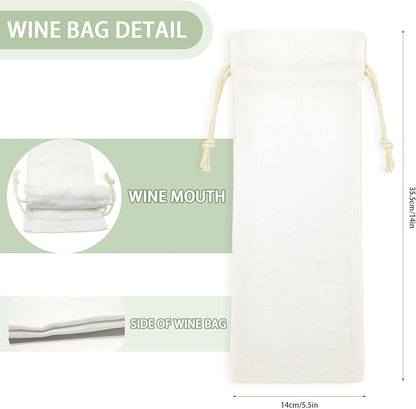 40 Pack Sublimation Wine Bottle Bags Bulk Blank Wine Bottle Gift Bags with Drawstrings Canvas Wine Bags for DIY Heat Transfer Vinyl Halloween Christmas Wedding