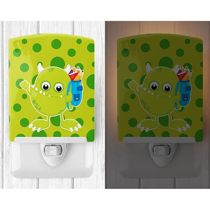 Caroline's Treasures BB8863CNL Monster Green Ceramic Night Light Compact, UL-Certified, Ideal for Bedroom, Bathroom, Nursery, Hallway, Kitchen, 6x4x3, Multicolor