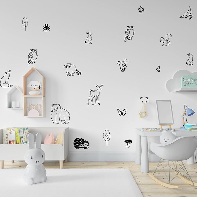 Woodland Wall Decals Wilderness Stickers Removable Decals Forest Decals Forest Animals Boys Nursery Bedroom Decor