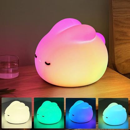 Multicolor Decor Night Light for Kids USB Rechargeable Cute Bunny LED Lamp with Timer & Touch Control Rabbit Shape Dimmable Warm Night Lights for Baby Breastfeeding Sleep Nursery Soft Eye Caring