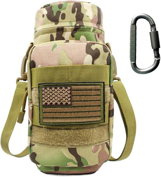 Outdoor Military Tactical Water Bottle Bag, Multi-Function Mount Water Bottle Bag for Camping Trip, with Adjustable Shoulder Strap, Large-Capacity Water Bottle Bag on Waist