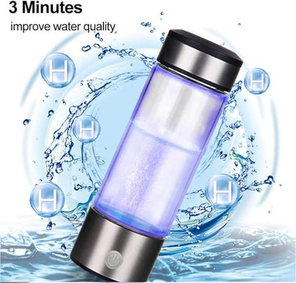3 Mins Negative Ion Hydrogens-Rich Water Cup Generator Alkaline 450ML Portable USB Charge Electrolytic Generator Lonization Bottle Glass Anti-aging Health Care Cup