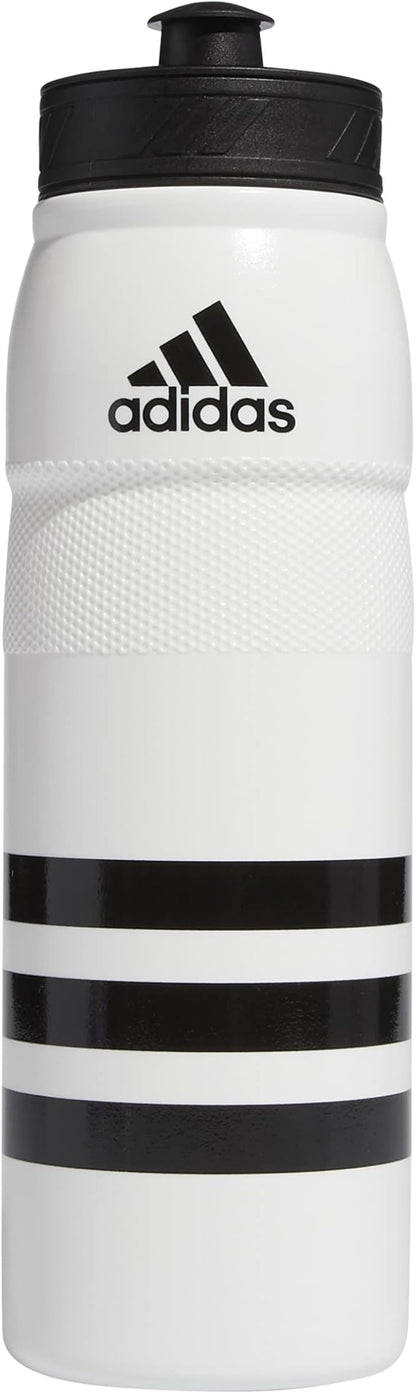 adidas 750 ML (28 oz) Stadium Refillable Plastic Sport Water Bottle, White/Black, One Size