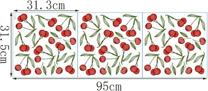 Bamsod Fruit Wall Decals Removable Boho Wall Stickers Peel Stick Cherry Wall Decals Fresh Fruit Wall Stickers for Baby Nursery Kids Bedroom Living Room Home Kitchen (Cherry)